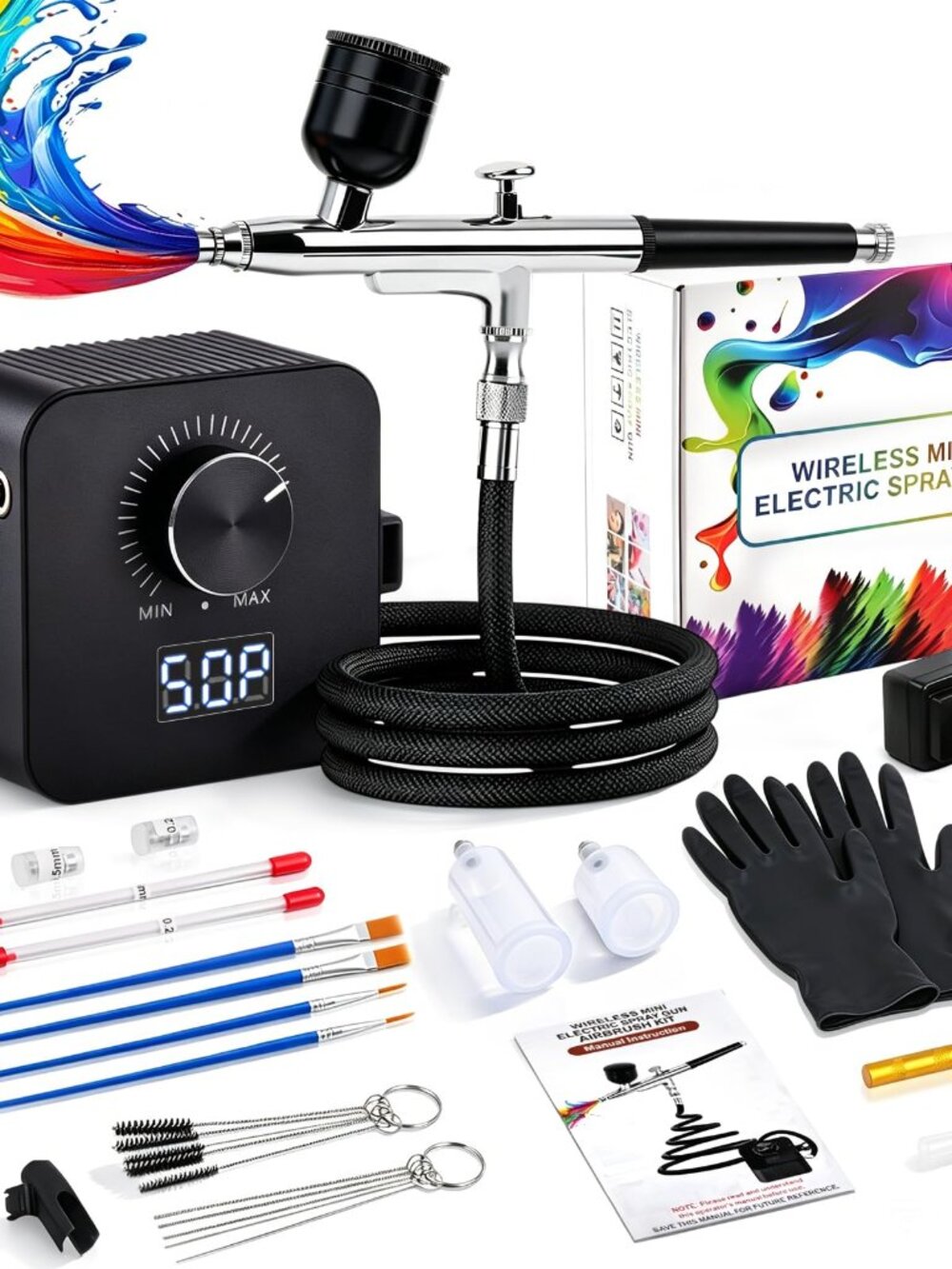 NEW COROTC Airbrush Kit with Air Compressor 20-50 PSI Portable Precision